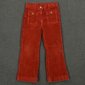 Petit Sezane Pants Girls size 6 Red Corduroy Flare Patch Pocket Stretch Boho